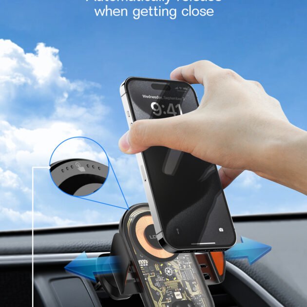 Support Téléphone Voiture Chargeur Sans Fil 15W LDNIO MA30