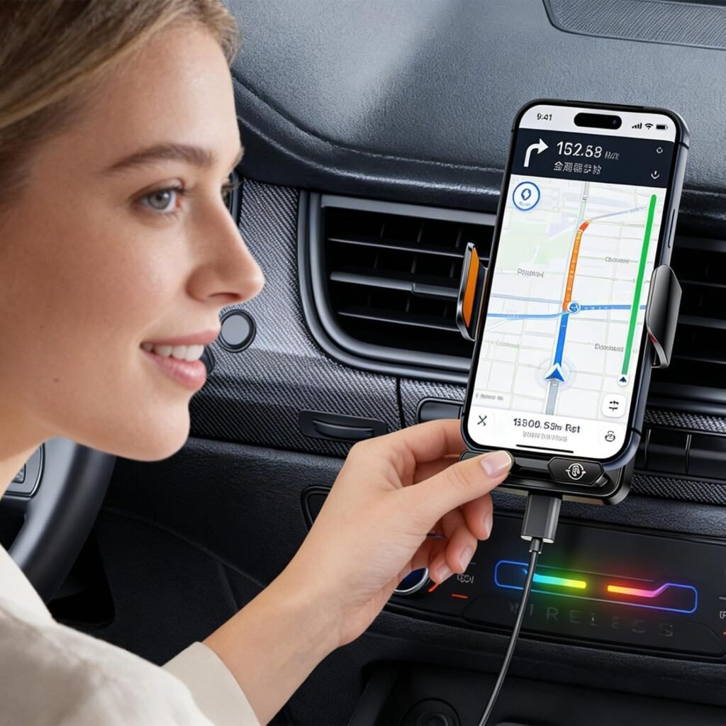 Support Téléphone Voiture Chargeur Sans Fil 15W Induction