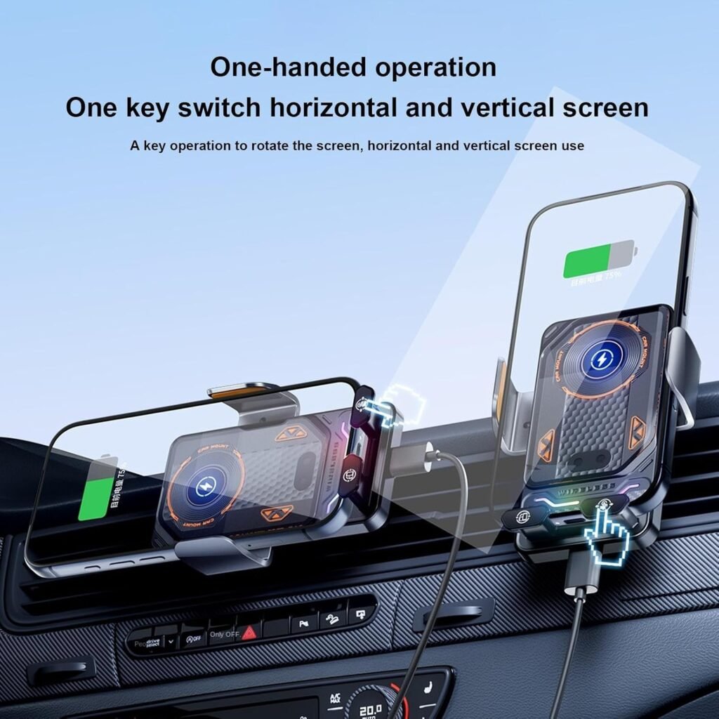 Support Téléphone Voiture Chargeur Sans Fil 15W Induction