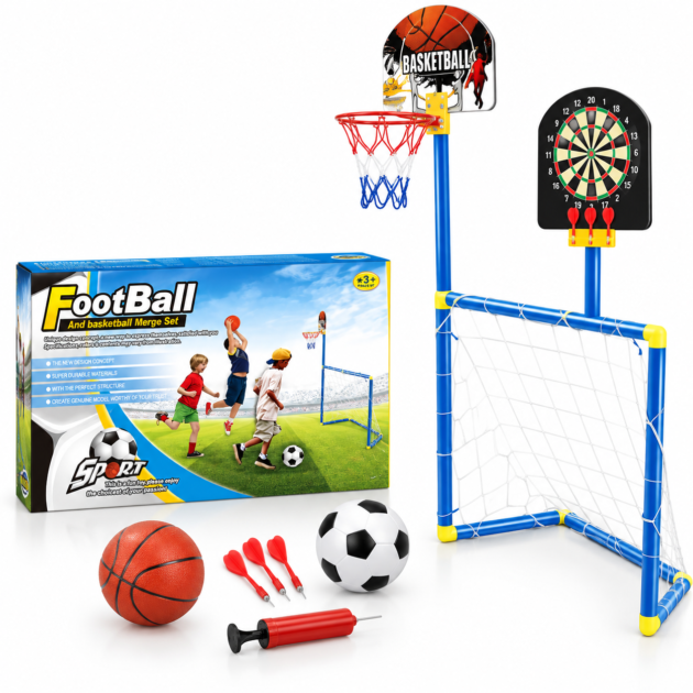 Kit Jeux Sportifs 3 en 1 : Foot, Basket, Fléchettes