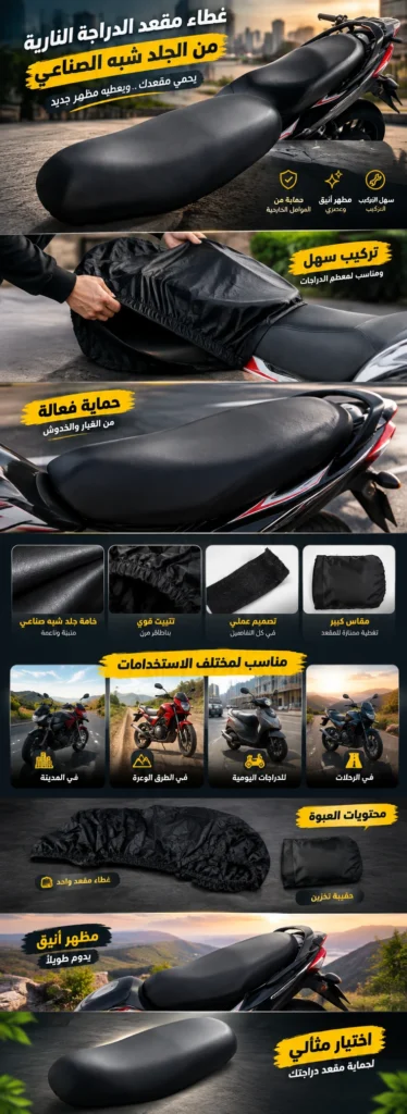 Housse de Selle Moto Universelle Grande Taille en Semi-Cuir