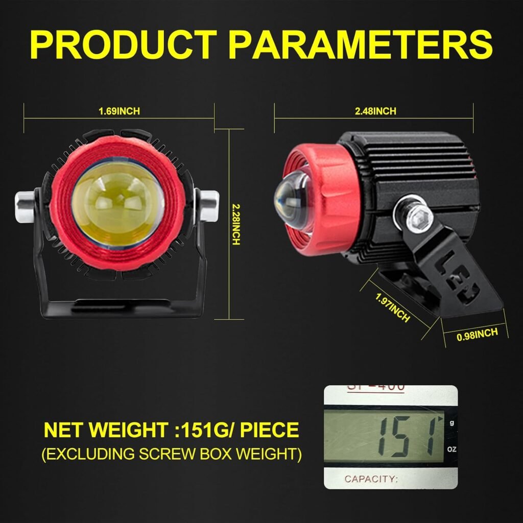 Lot de 2 Projecteurs LED 36W double couleur pour moto - Visibilité optimale