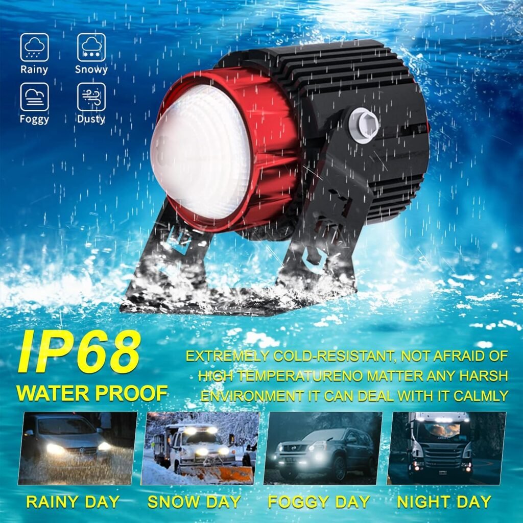 Lot de 2 Projecteurs LED 36W double couleur pour moto - Visibilité optimale