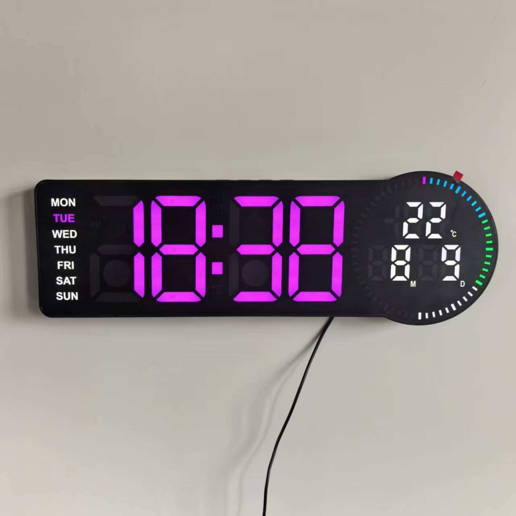 Horloge Murale Numérique LED RGB — Affiche Temps, Date et Température