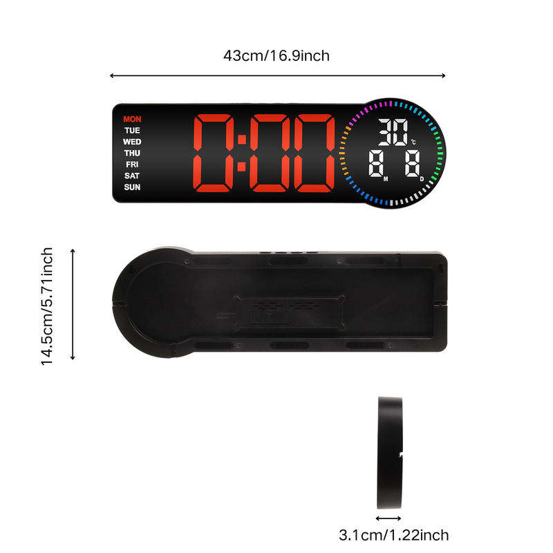 Horloge Murale Numérique LED RGB — Affiche Temps, Date et Température