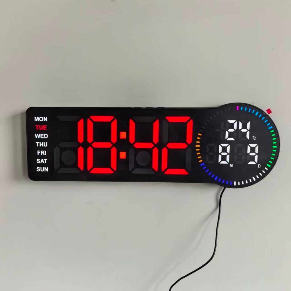 Horloge Murale Numérique LED RGB — Affiche Temps, Date et Température