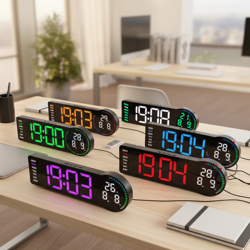 Horloge Murale Numérique LED RGB — Affiche Temps, Date et Température