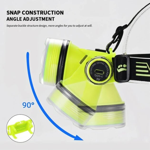 Lampe Frontale de Plongée LED Étanche 15m