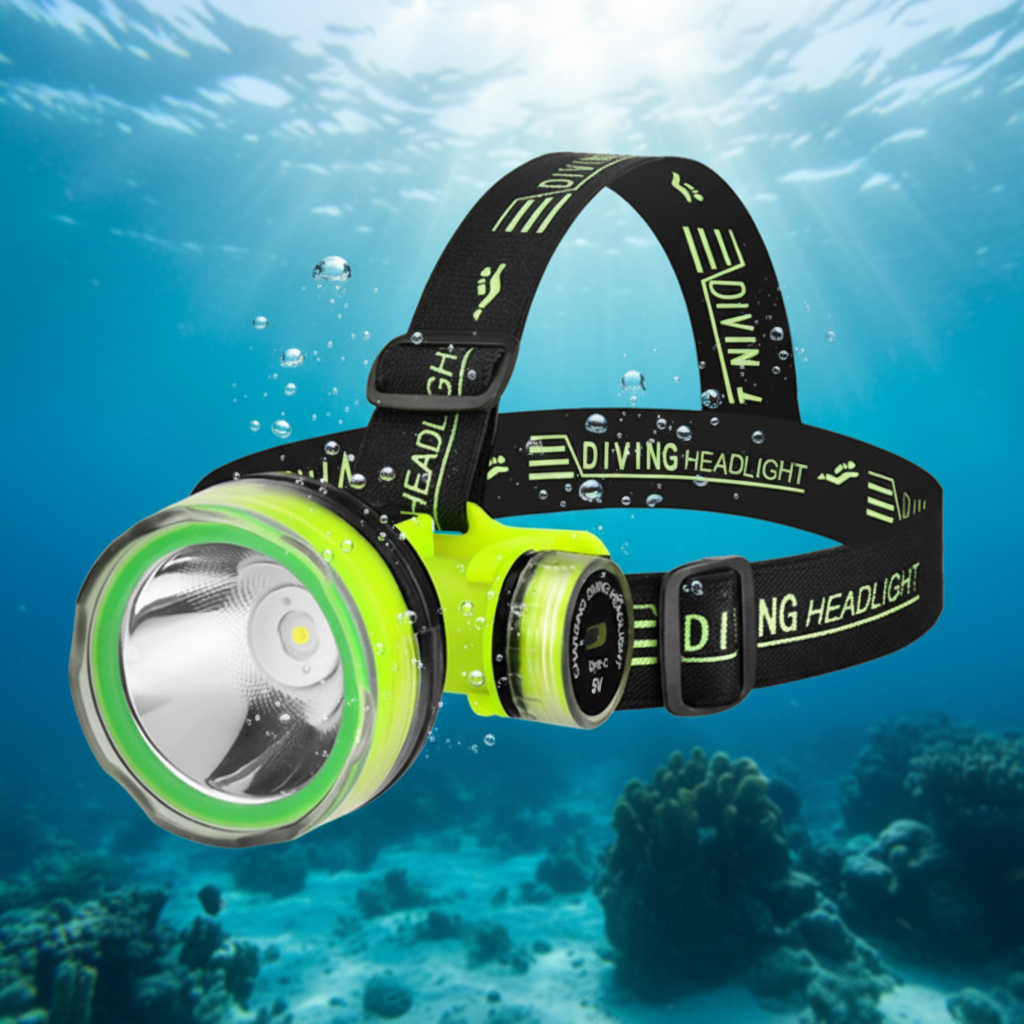 Lampe Frontale de Plongée LED Étanche 15m