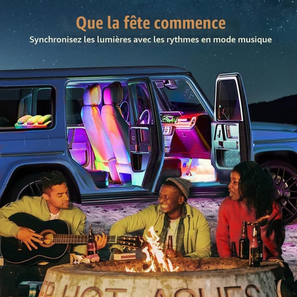 Éclairage LED Voiture RGB Fibre Optique - Ambiance Colorée