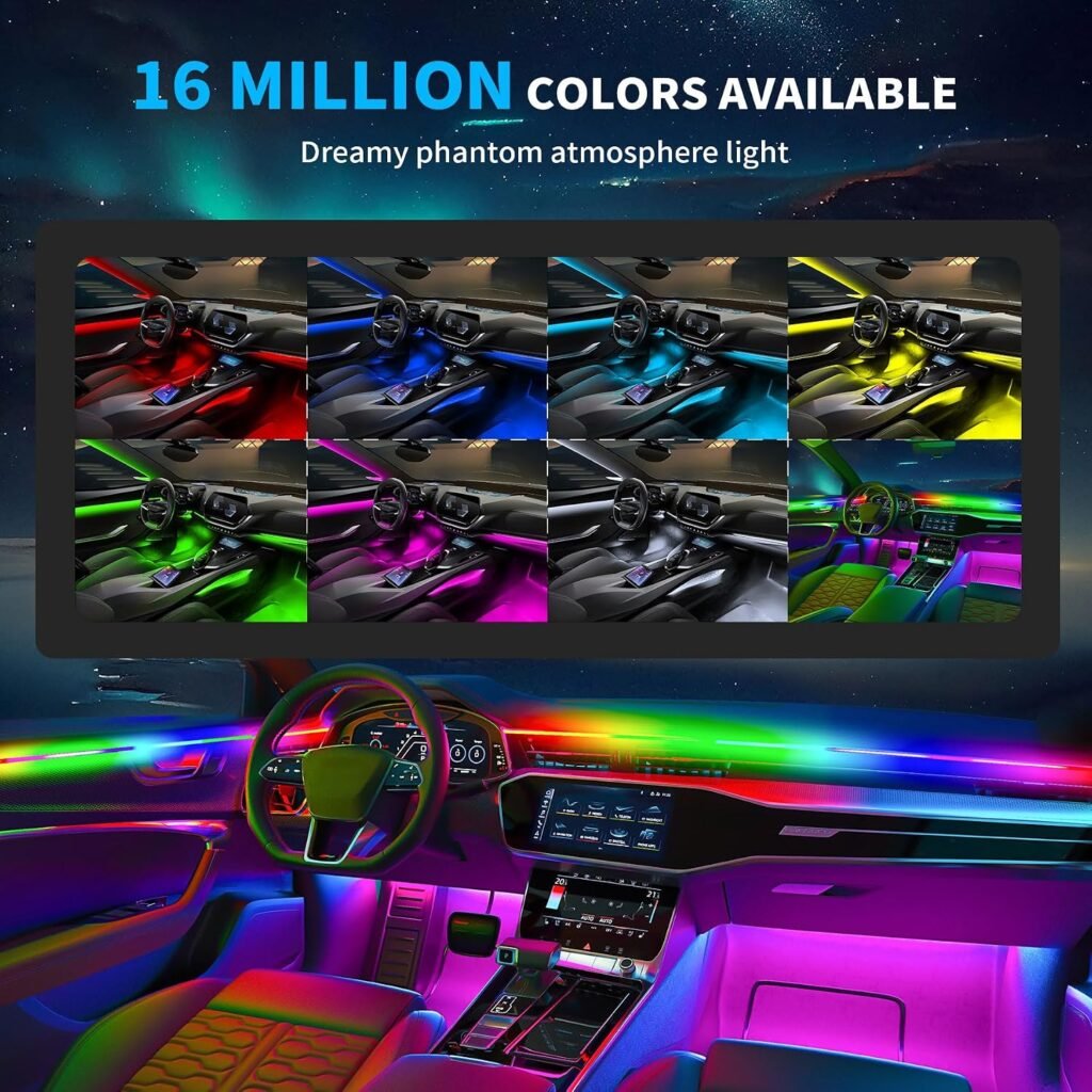Éclairage LED Voiture RGB Fibre Optique - Ambiance Colorée