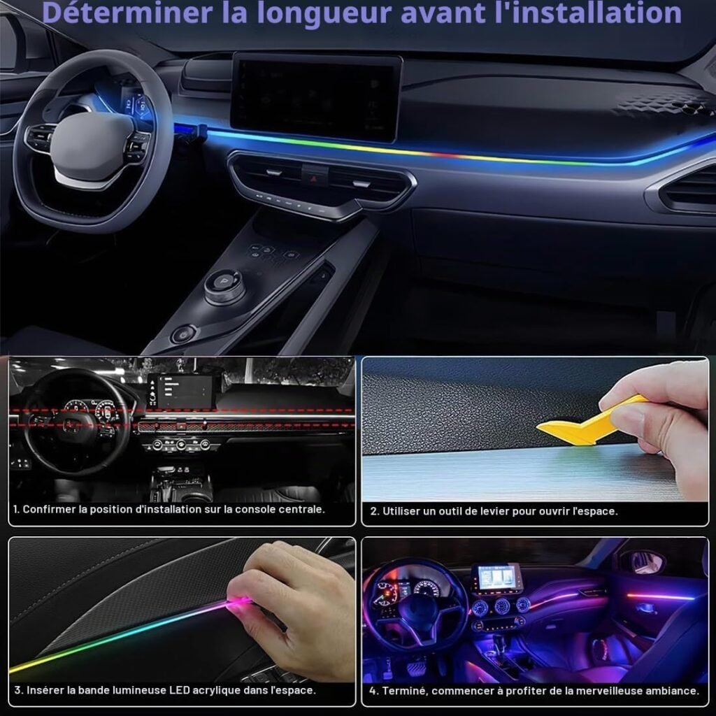 Éclairage Ambiance Voiture LED RGB Fibre Optique
