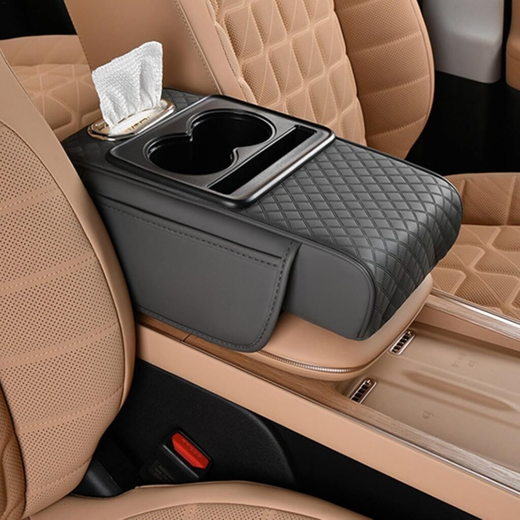 Organisateur Accoudoir Voiture Multifonction Cuir - Confort & Rangement