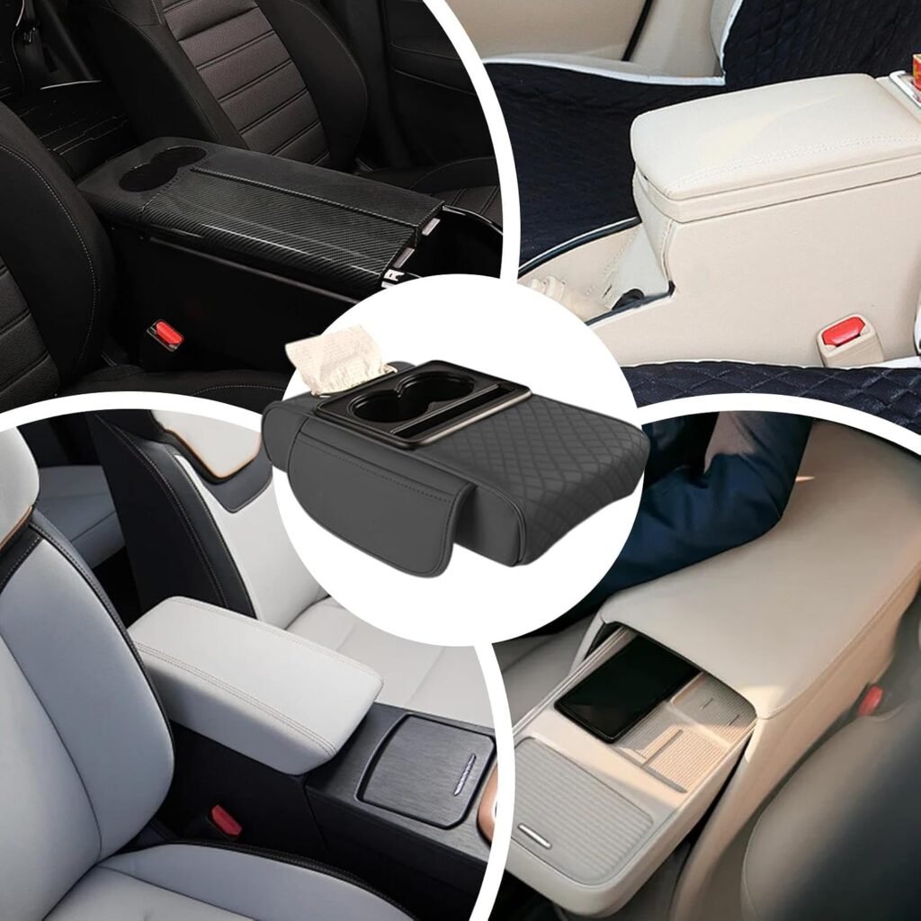 Organisateur Accoudoir Voiture Multifonction Cuir - Confort & Rangement