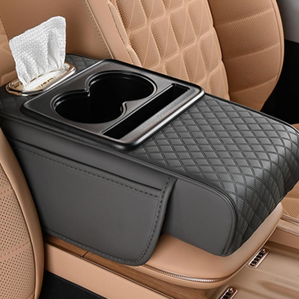 Organisateur Accoudoir Voiture Multifonction Cuir - Confort & Rangement