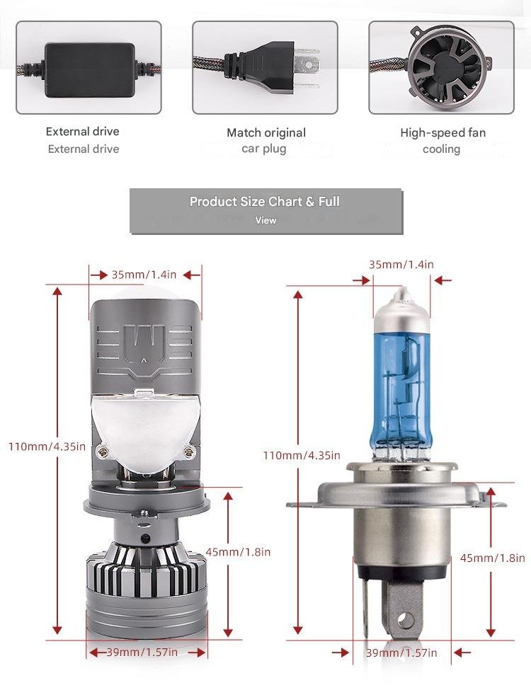 Phares LED T90 H4 140W 6000K - Améliorez votre visibilité