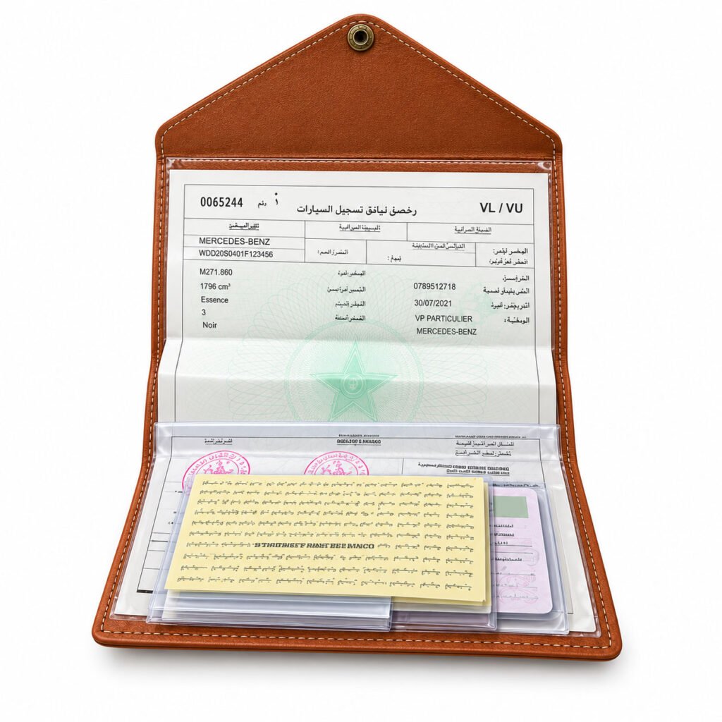Porte-documents voiture cuir - Organiseur permis et carte grise