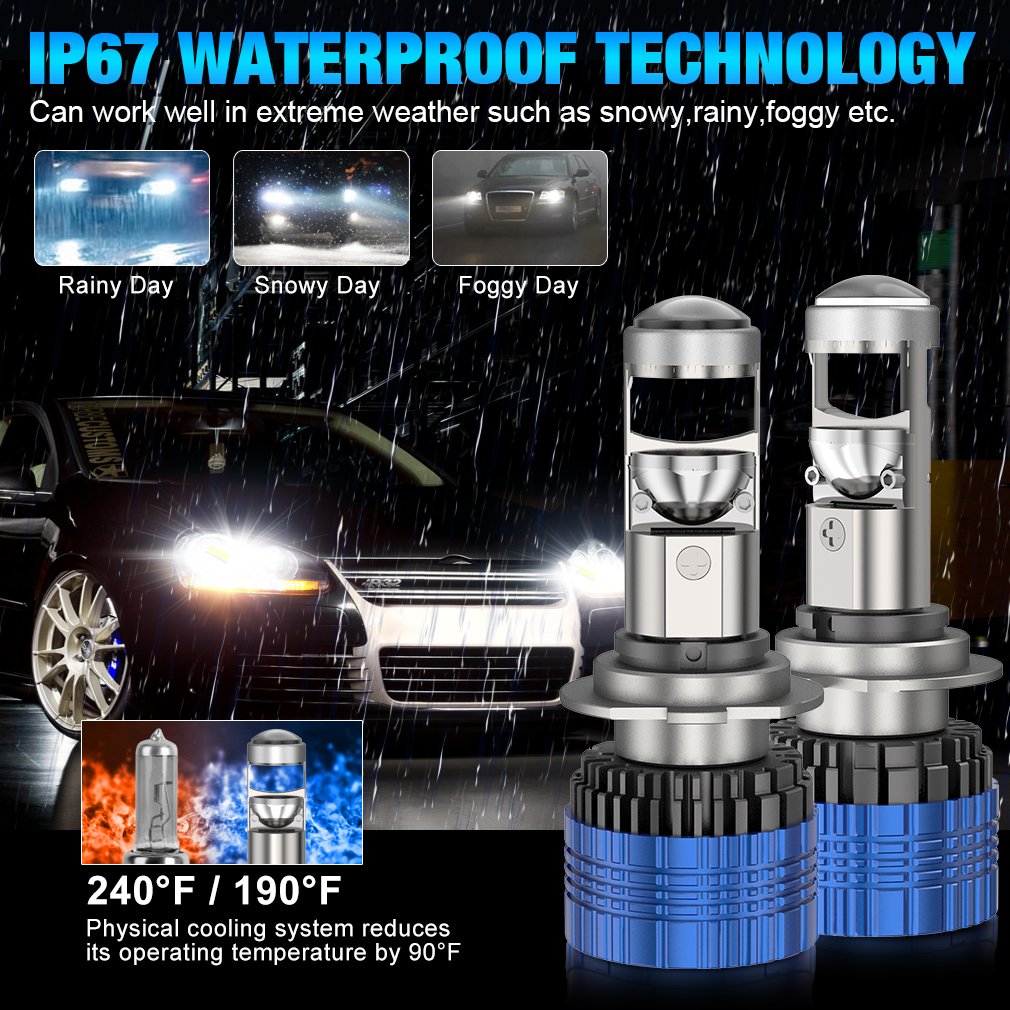 Ampoules LED H7 T80 avec Lentille - Éclairage puissant