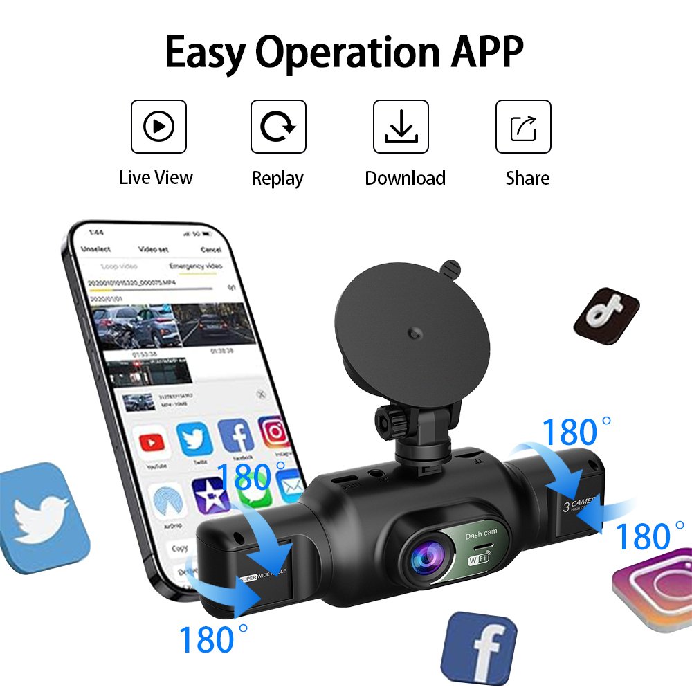 Dashcam 4 Canaux WiFi - Enregistrement Multi-Angles
