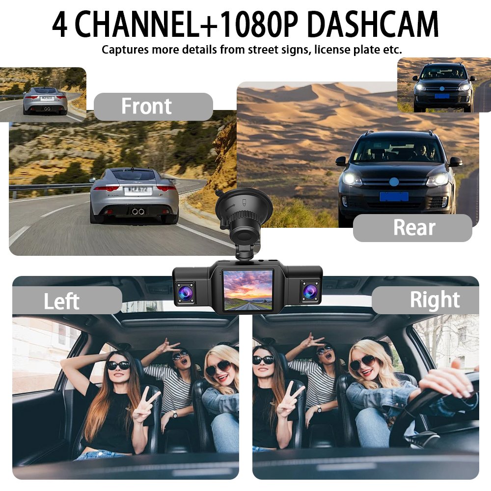 Dashcam 4 Canaux WiFi - Enregistrement Multi-Angles