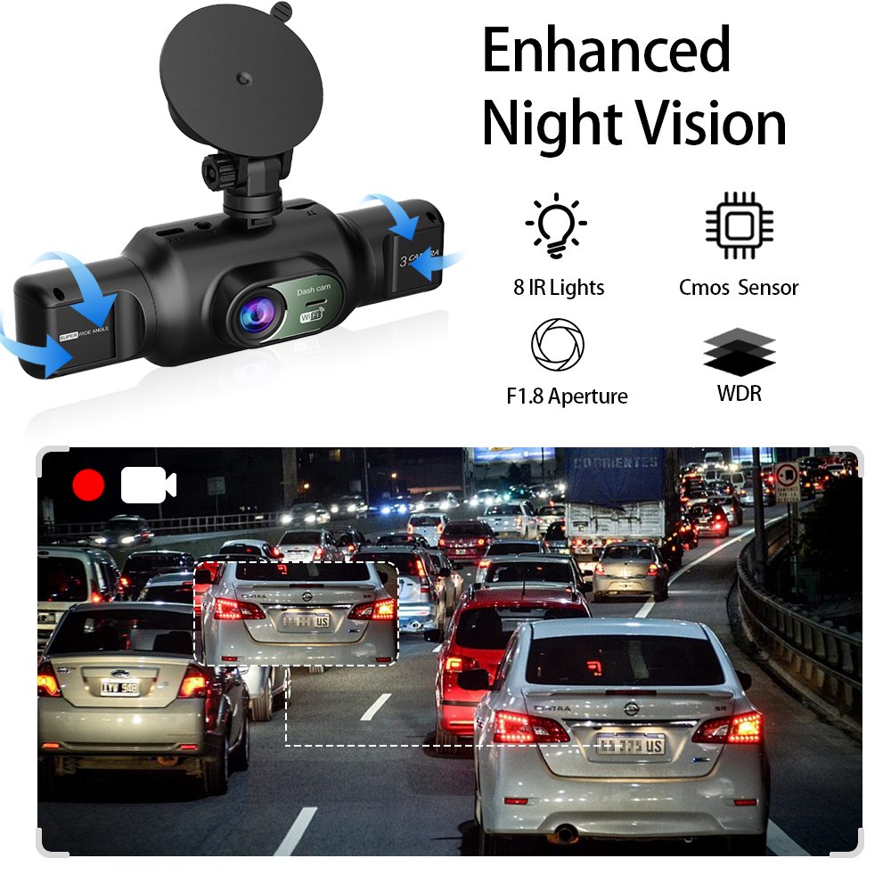 Dashcam 4 Canaux WiFi - Enregistrement Multi-Angles