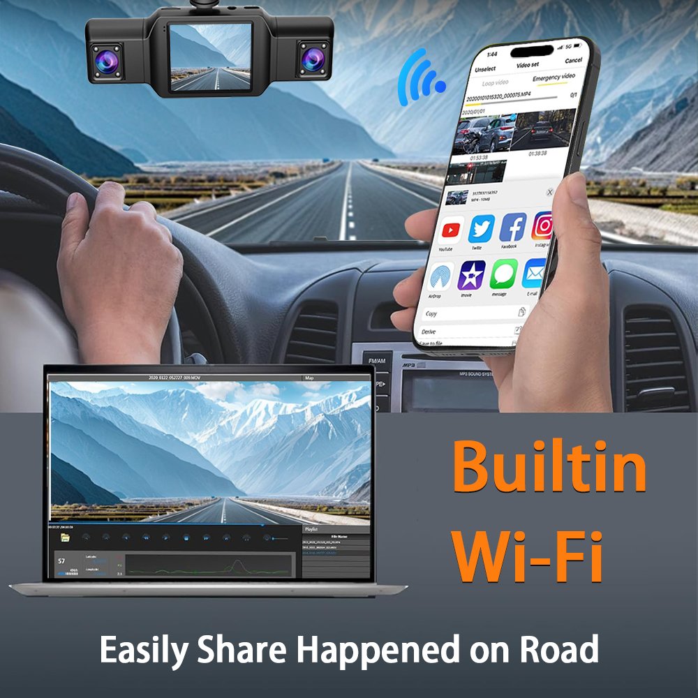 Dashcam 4 Canaux WiFi - Enregistrement Multi-Angles