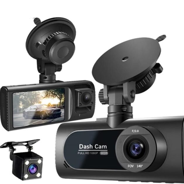 Dashcam triple 3 canaux — Surveillance complète du véhicule
