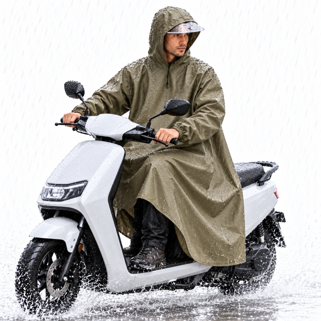 Imperméable Long à Capuche Vert Olive - Protection Totale Pluie & Vent
