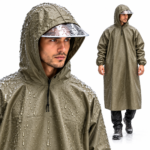 Imperméable Long à Capuche Vert Olive - Protection Totale Pluie & Vent