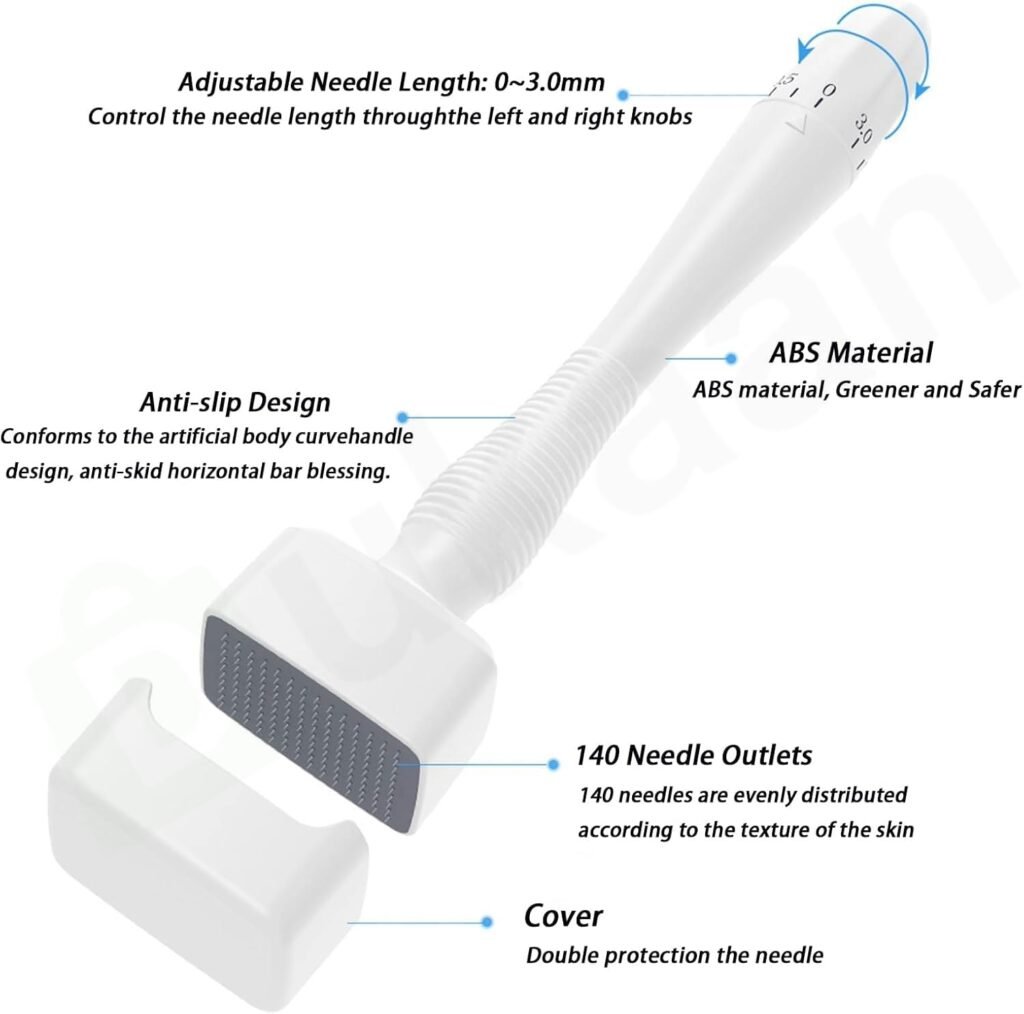 Derma Stamp à aiguilles réglables 0-3mm - Soin peau et barbe