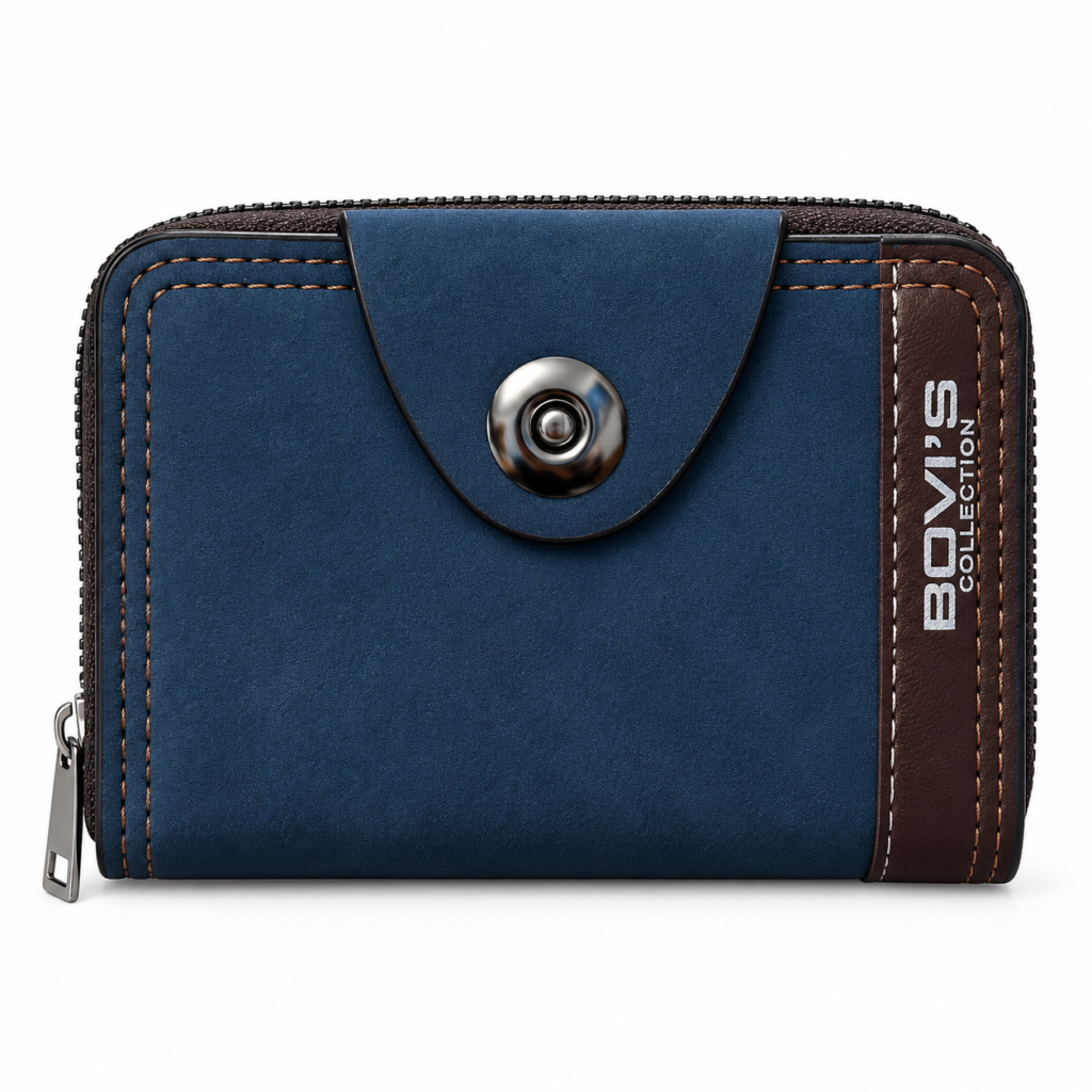 Portefeuille Zippé Simili Cuir Noir - Organisé et Sécurisé