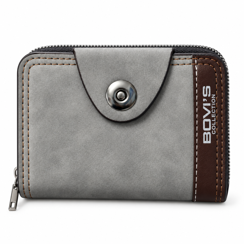 Portefeuille Zippé Simili Cuir Noir - Organisé et Sécurisé