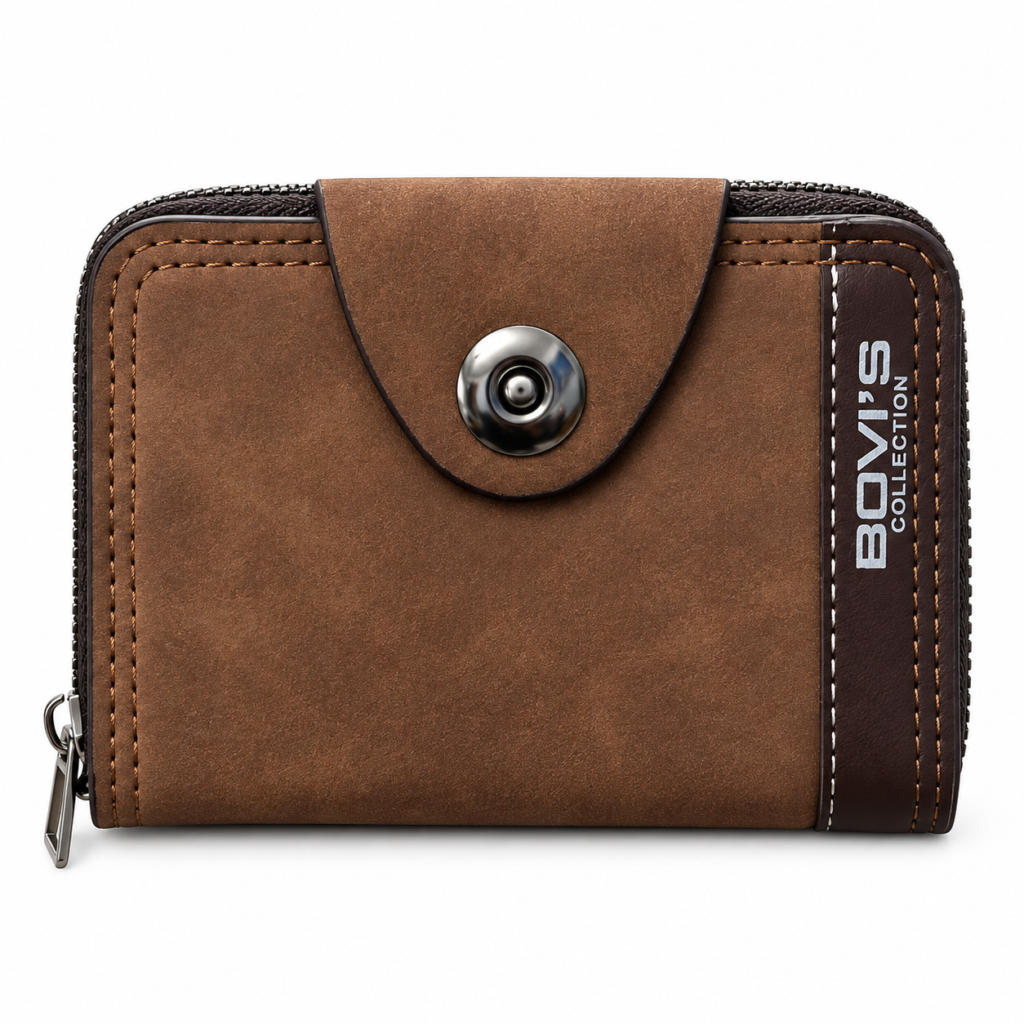 Portefeuille Zippé Simili Cuir Noir - Organisé et Sécurisé