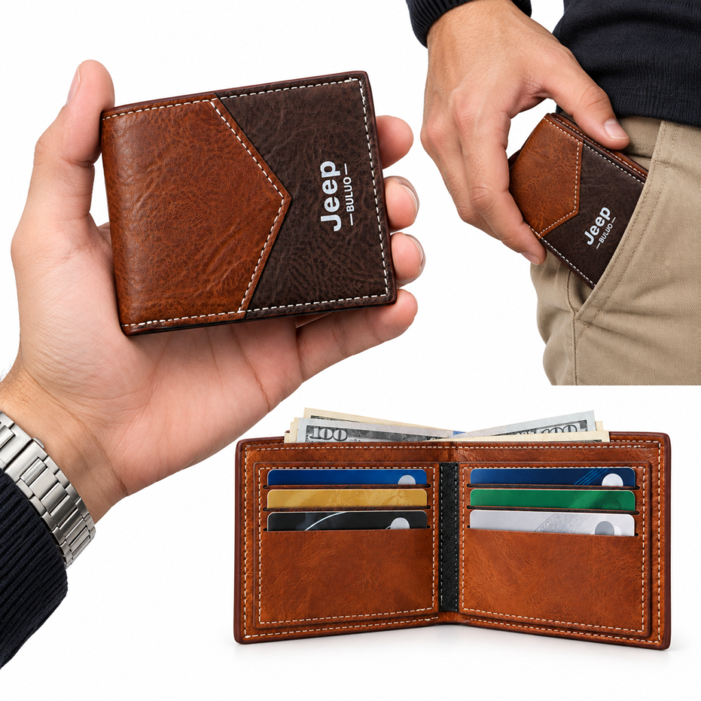 Portefeuille Homme Jeep Buluo V8 Multi-Poches Simili Cuir