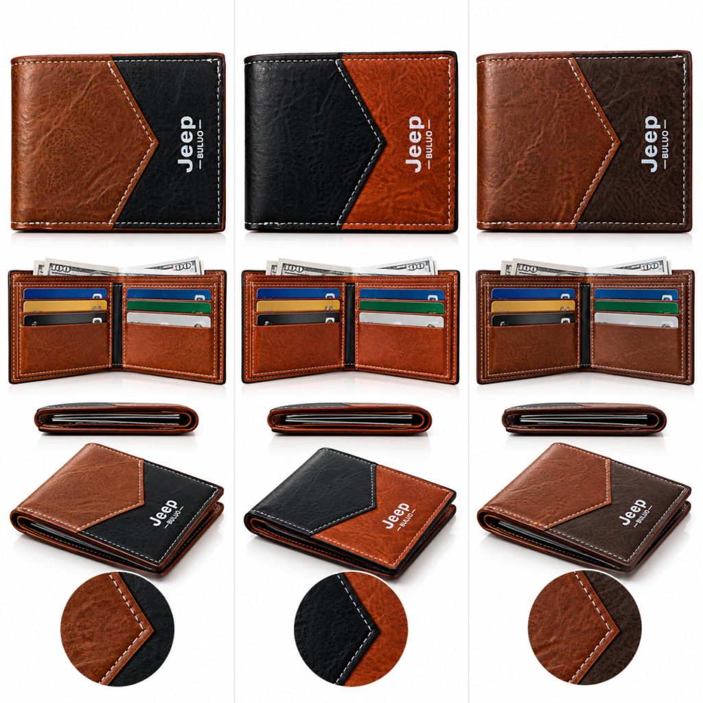 Portefeuille Homme Jeep Buluo V8 Multi-Poches Simili Cuir