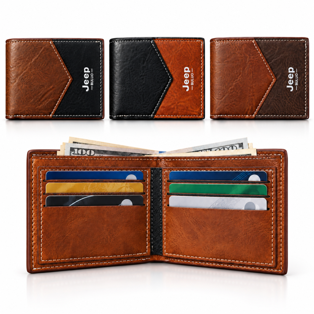 Portefeuille Homme Jeep Buluo V8 Multi-Poches Simili Cuir