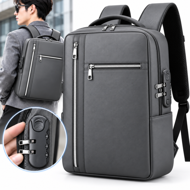 Sac à Dos Antivol Gris Grande Capacité - Sécurité et Organisation