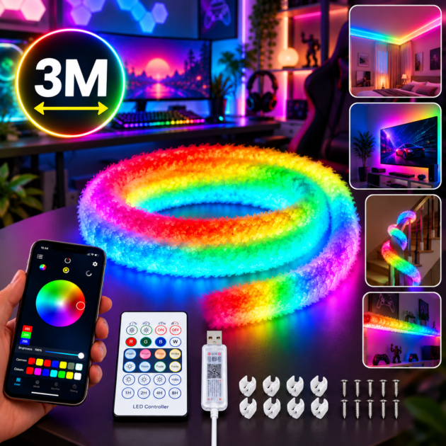 Bande LED RGBIC 3M USB - Éclairage d'ambiance 360°
