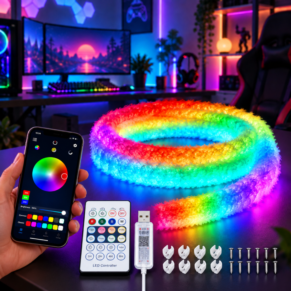 Bande LED RGBIC Intelligente - Éclairage Ambiant 360° USB