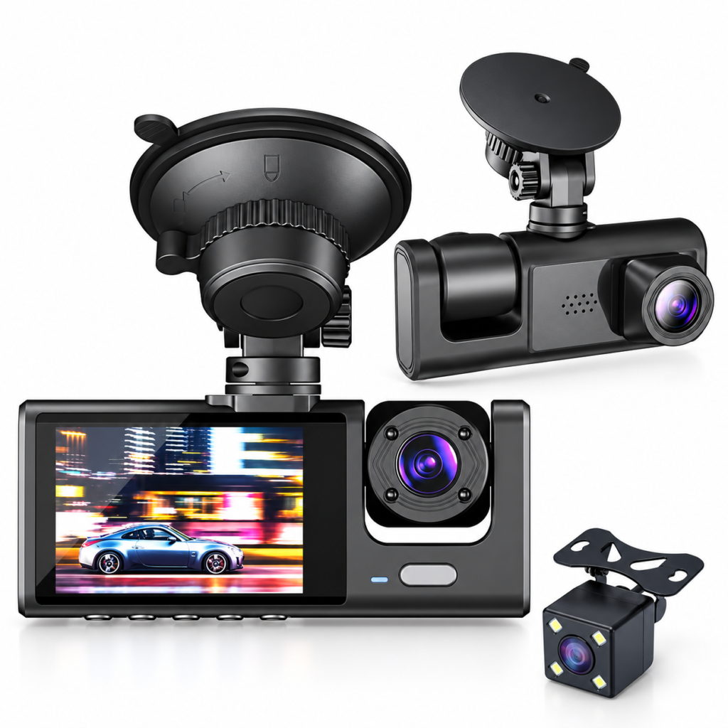 Caméra de voiture 3 canaux 1080P Full HD pour aide au stationnement