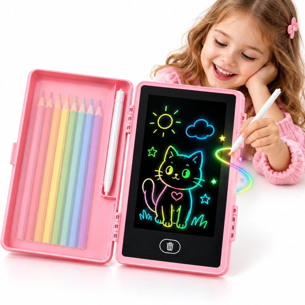 Trousse Scolaire 2 en 1 avec Tablette d'Écriture LCD pour Enfants