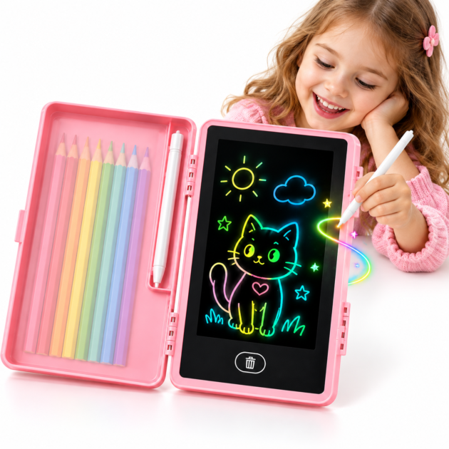 Trousse Scolaire 2 en 1 avec Tablette d'Écriture LCD pour Enfants