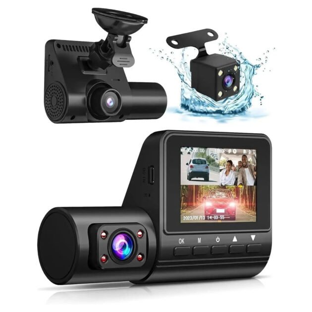Dashcam 3 Canaux 1080P Full HD Vision Nocturne - Sécurité Auto Algérie