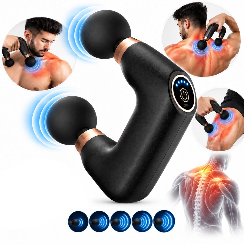 Pistolet de Massage Double Tête Électrique FL-818 - Relaxation Musculaire