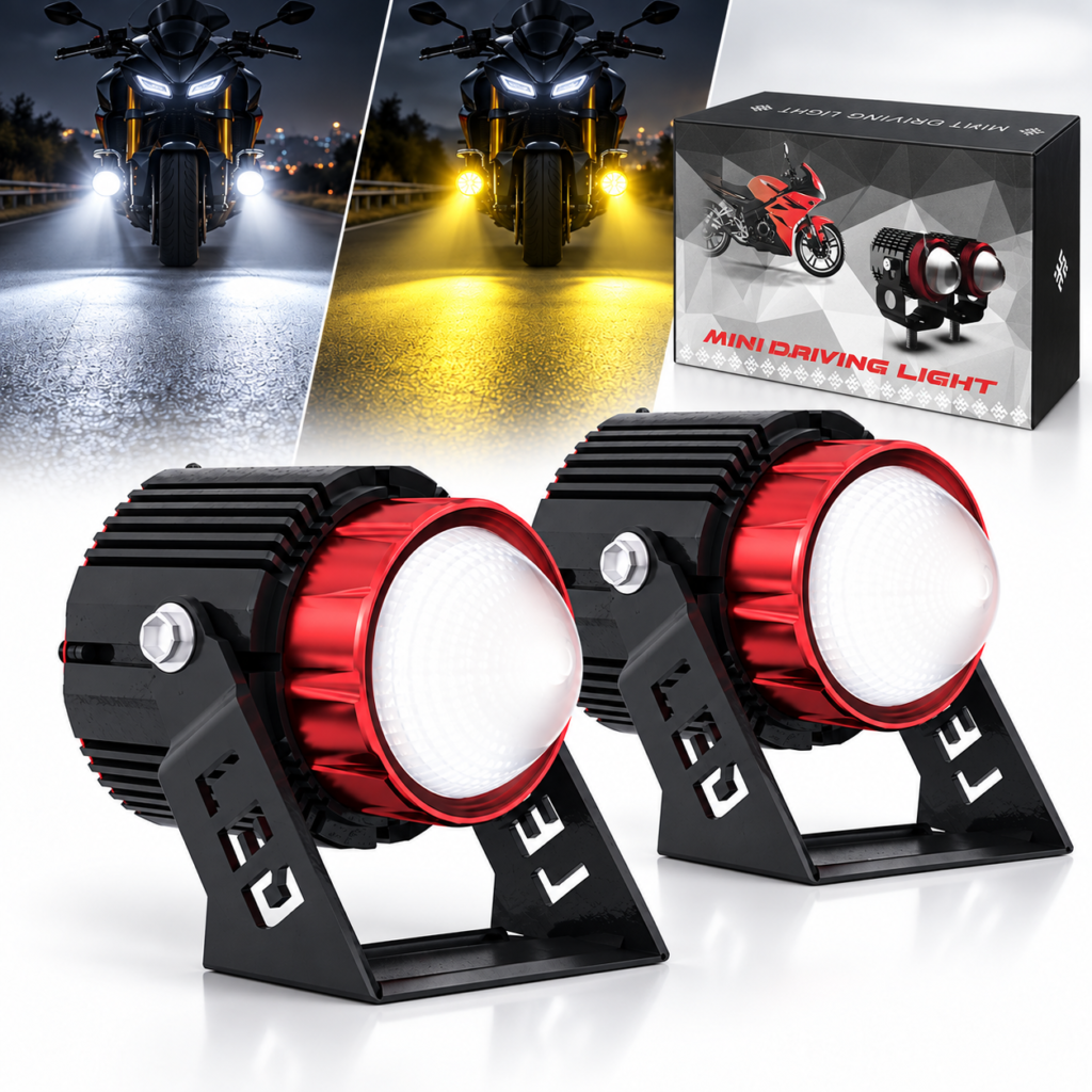 Lot de 2 Projecteurs LED 36W double couleur pour moto - Visibilité optimale