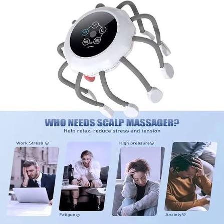 Masseur de Cuir Chevelu Sans Fil 10 Points de Vibration – Rechargeable USB & Relaxation Multi-Fréquences