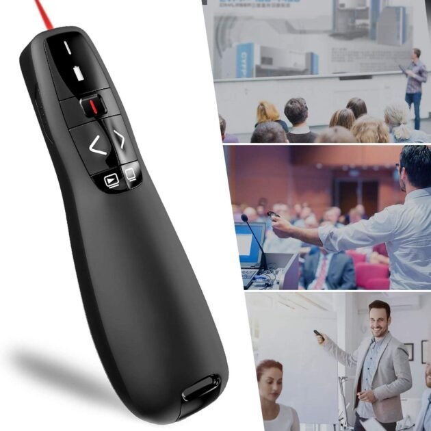 Télécommande de Présentation Sans Fil avec Pointeur Laser – Portée 15 m, USB-A & USB-C