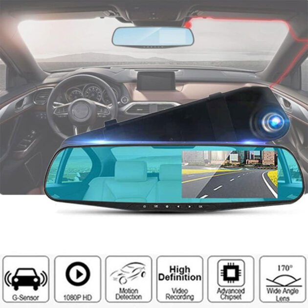 Rétroviseur avec Caméra Dashcam FHD 1080P 4.3" – Double Caméra & Sécurité Intelligente