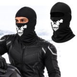 Cagoule d'hiver élastique motif crâne noir – couverture tête/face/nuque