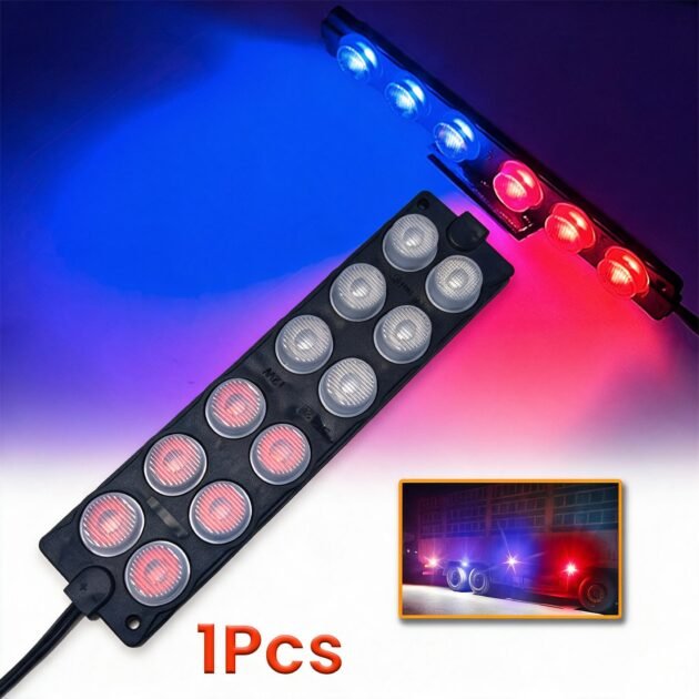 Feux Stroboscopiques LED 12-24V Rouge/Bleu - Sécurité Véhicules